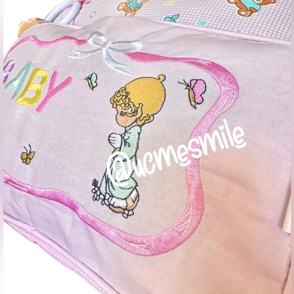 Precious Moments Vintage 6-in-1 Pink Medium Baby Diaper Bag w/ Teething Toy Ring - Picture 9 of 16